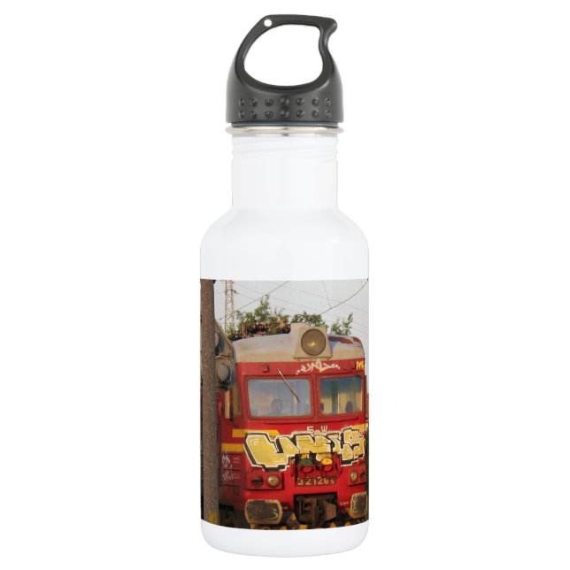 Graffiti Covered Train Water Bottle (Front)