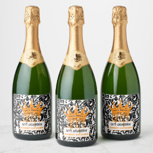 Graffiti Crown Orange Let's celebrate Birthday  Sparkling Wine Label
