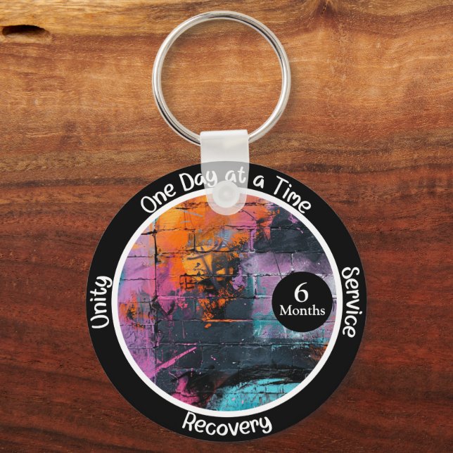 Graffiti Custom Recovery Milestone Gift  Keychain (Front)