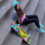 Graffiti Customizable Skateboard Bright Colors<br><div class="desc">A great graffiti design with spray paint beneath the customizable name.</div>