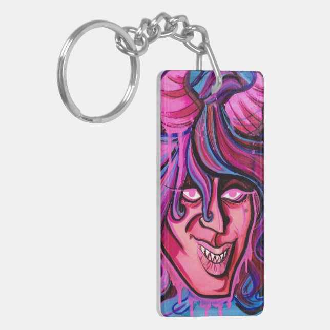 Graffiti Demon Girl Keychain (Front Left)