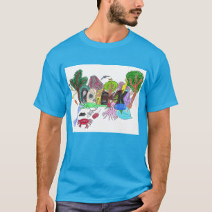 Graffiti Design #1 "Rock" in COLOR on Light Blue T-Shirt