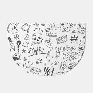 Graffiti Doodles: Punk Music Scribble Doormat
