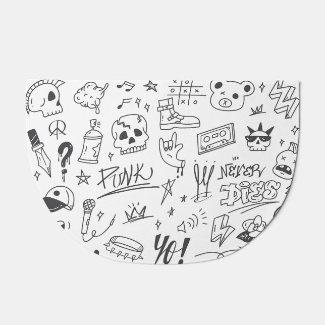 Graffiti Doodles: Punk Music Scribble Doormat (Front)