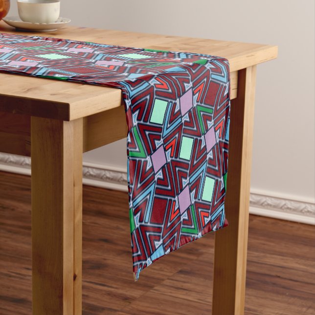 Graffiti Explosion Modern Geometric Pattern  Short Table Runner (In Situ)