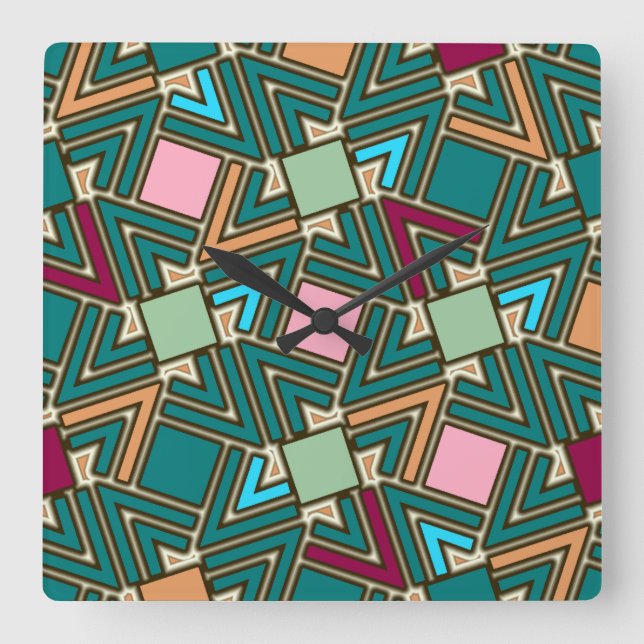 Graffiti Explosion Modern Geometric Pattern  Square Wall Clock (Front)