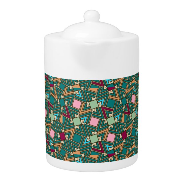 Graffiti Explosion Modern Geometric Pattern  Teapot (Front)