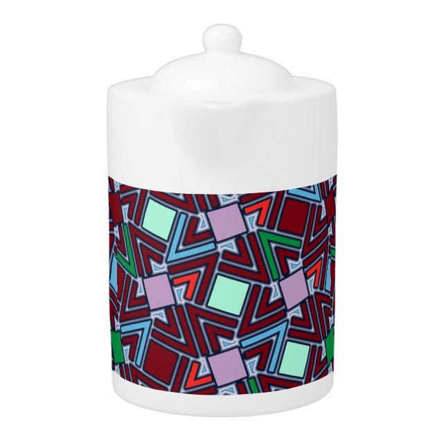 Graffiti Explosion Modern Geometric Pattern  Teapot (Front)