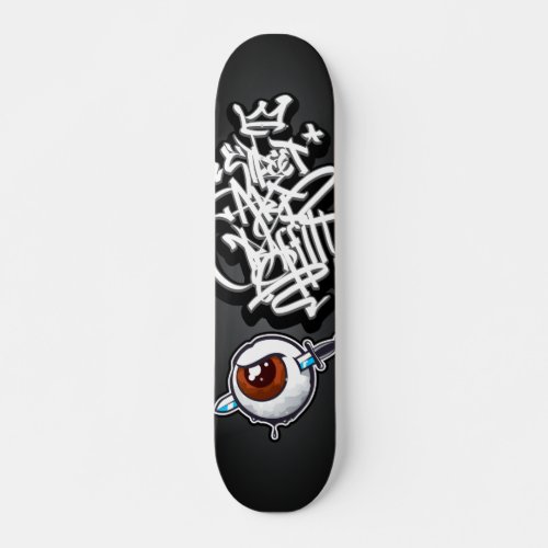 Graffiti eye dagger skateboard