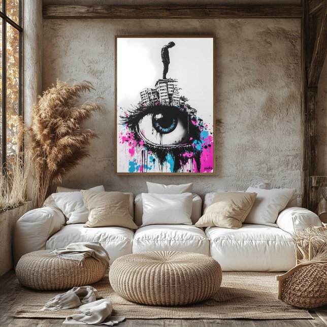 Graffiti Figure on Urban Buildings – Eye Street Poster (Creator Uploaded)