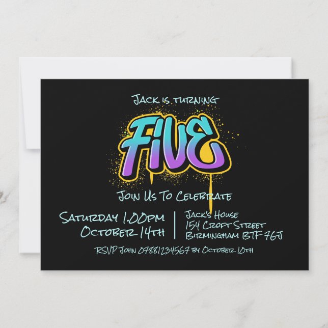 Graffiti Five Invitation (Front)