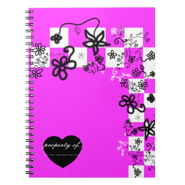 Graffiti Flowers and Checks Notebook (Front)