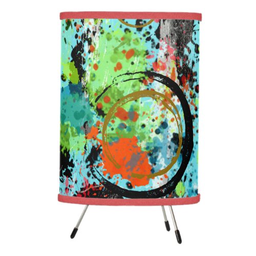 Graffiti Food Fight Abstract Tripod Lamp