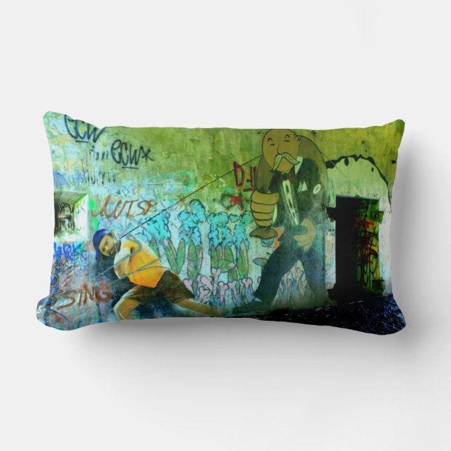 Graffiti from Peaks Island Maine Lumbar Pillow (Front)