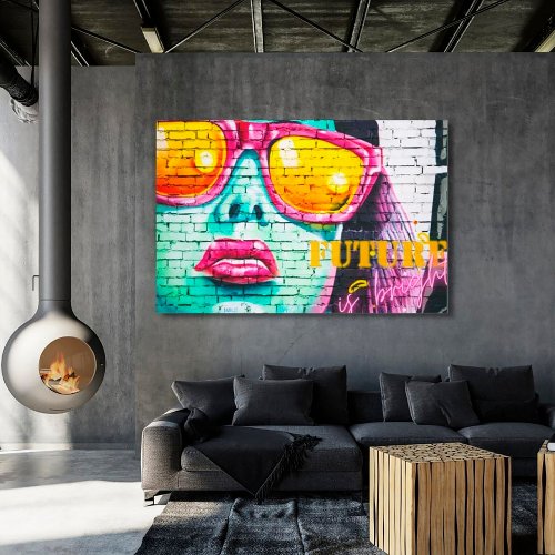 Graffiti Future Is Bright Neon Girl  Sunglasses Canvas Print
