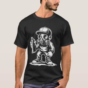 Graffiti Gas Mask Street Artist Character with Spr T-Shirt