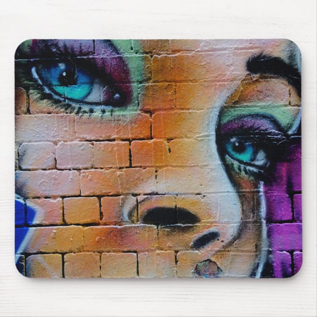Graffiti Girl Purple Blue Pretty Eyes Mouse Pad (Front)