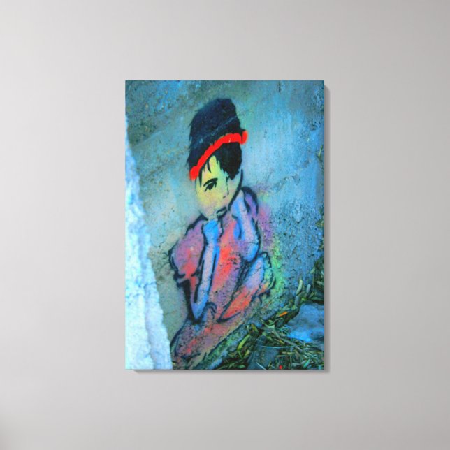graffiti girl wrapped canvas print (Front)