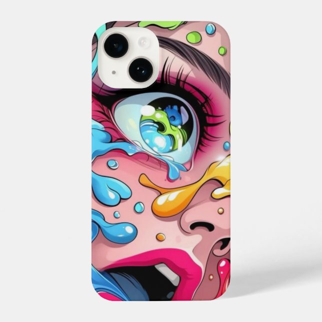 Graffiti girlish iPhone 14 Slim Fit Case, Glossy Case (Back)