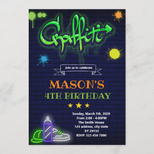 Graffiti glow in the dark party Invitation