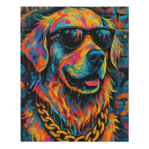 Graffiti Golden RetrieverPortrait – Street-Style Faux Canvas Print