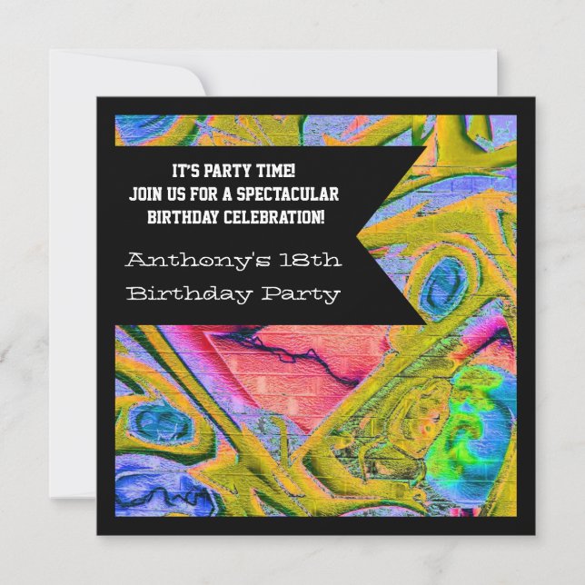 Graffiti Gothic Web Birthday Invitation (Front)