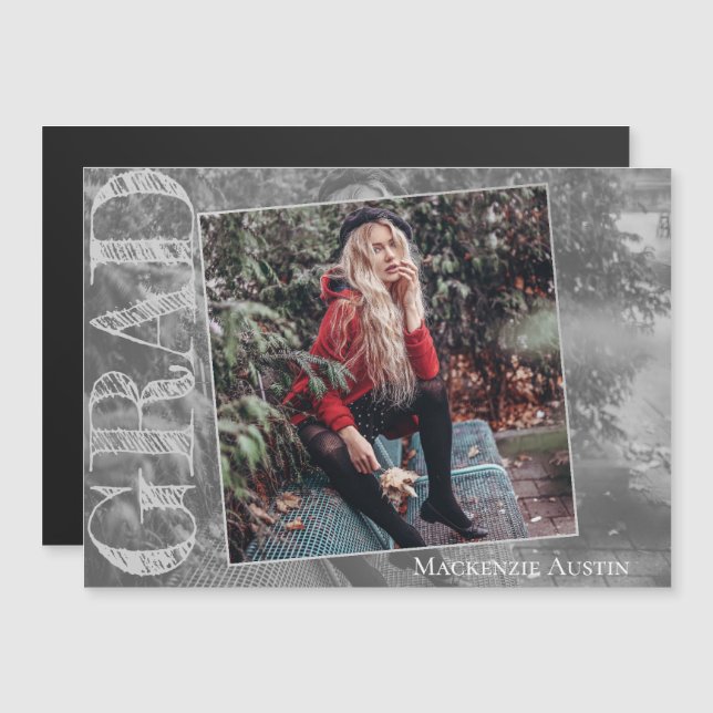 Graffiti Grunge Grad | Graduation Photo Keepsake Magnetic Invitation (Front/Back)