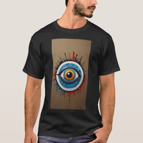 Graffiti Guardian Minimalist Evil Eye T_Shirt Col