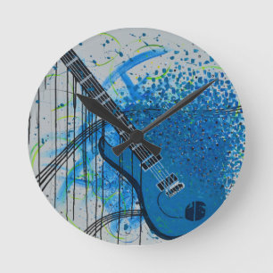 Graffiti Guitar Round Clock