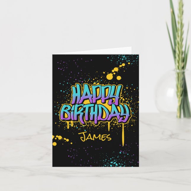 Graffiti Happy Birthday Card (Front)