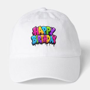 Graffiti happy birthday colorful lettering hat
