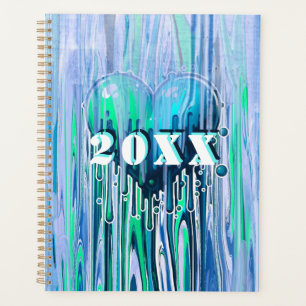 Graffiti Heart Blue and Green Customizable Planner