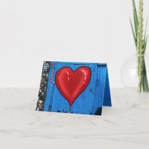Graffiti Heart, blue wall, Valentine, small Thank You Card