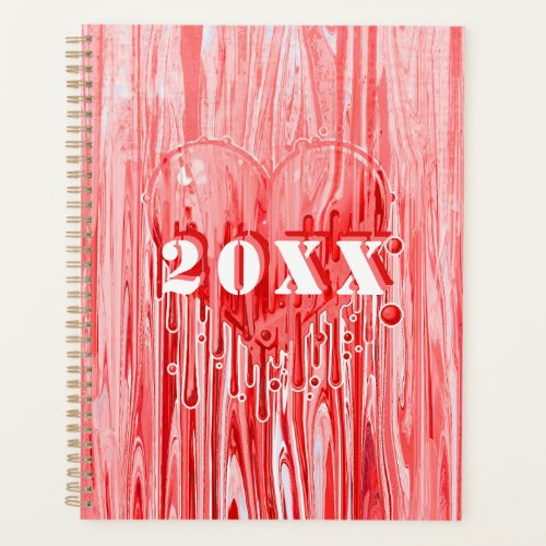 Graffiti Heart Paint Pour Pink  Red Personalize Planner