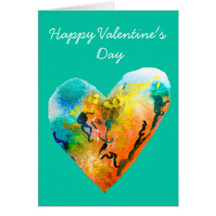 Graffiti heart Valentine's Day watercolor art Cards