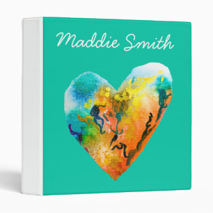 Graffiti heart watercolor art 3 ring binder