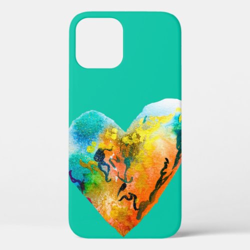 Graffiti heart watercolor art iPhone 12 case