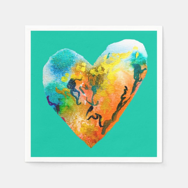 Graffiti heart watercolor art napkins (Front)