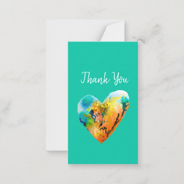 Graffiti heart watercolor art note card (Front)