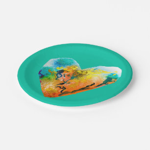 Graffiti heart watercolor art paper plates