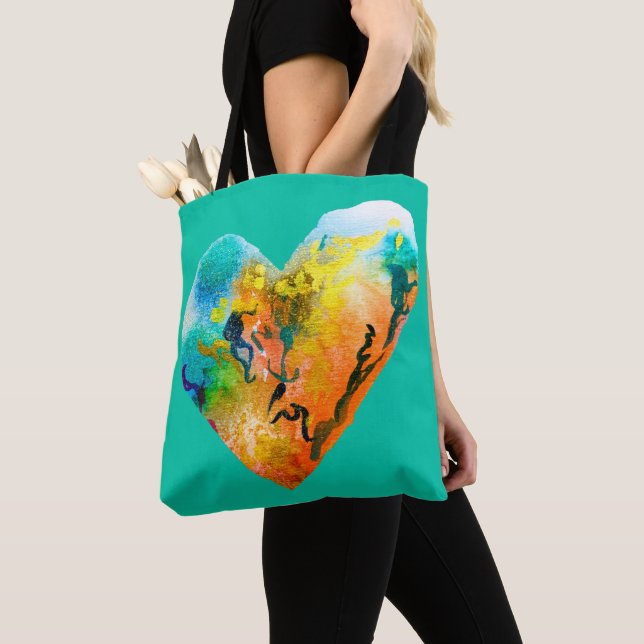 Graffiti heart watercolor street art tote bag (Close Up)