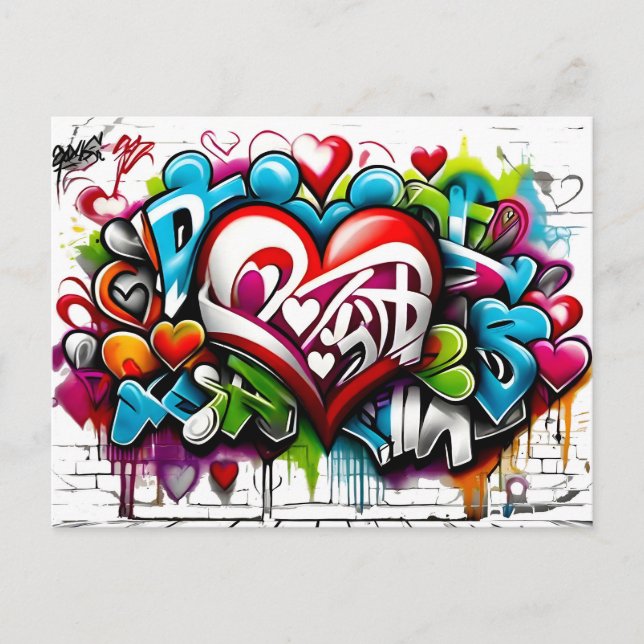 Graffiti Hearts # 1 Postcard (Front)