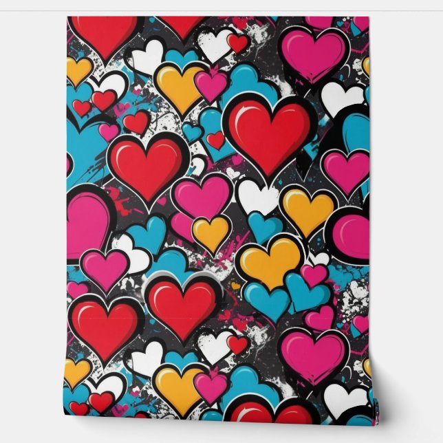 Graffiti Hearts Wallpaper (Unrolling)