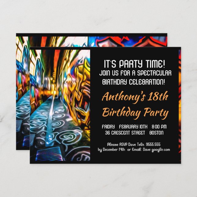 Graffiti Highway Birthday Invitation (Front/Back)