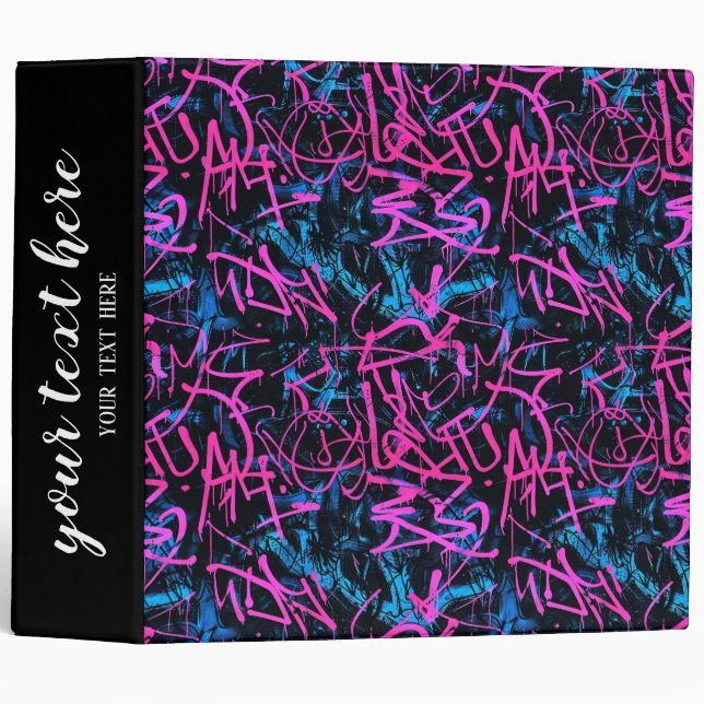 Graffiti hip hop pattern 3 ring binder (Front/Spine)