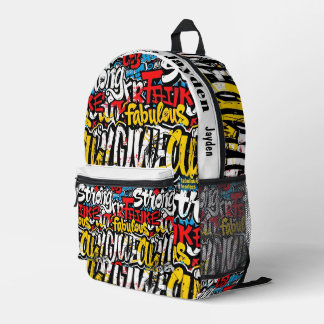 Graffiti hip hop pattern printed backpack