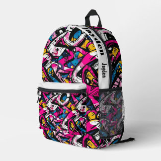 Graffiti hip hop pattern printed backpack