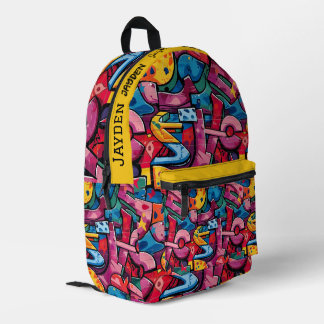 Graffiti hip hop pattern printed backpack