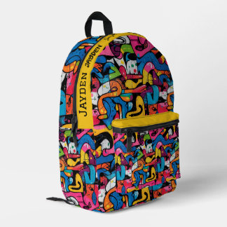 Graffiti hip hop pattern printed backpack