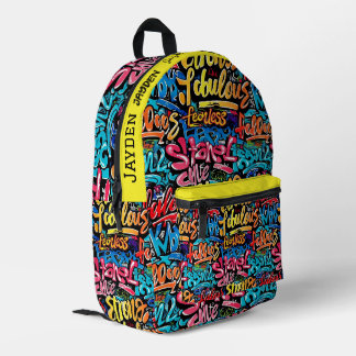 Graffiti hip hop pattern printed backpack